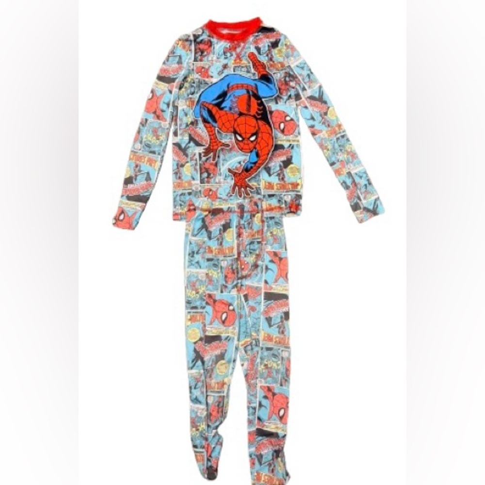 Marvel Spider-Man Pajama Set Kids Small Comic Print 2 Piece